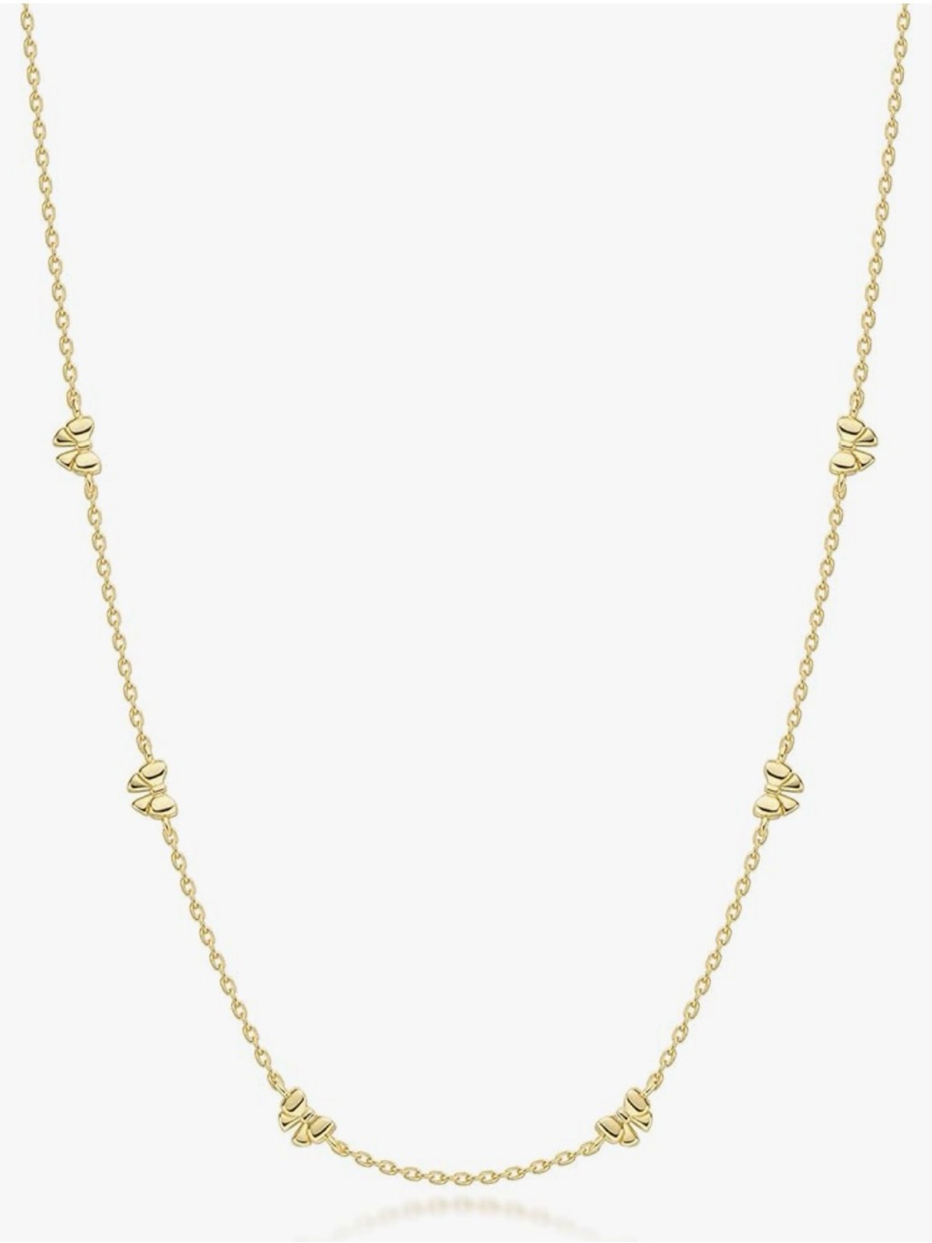 New 14k Gold Plated Delicate Bow Station Necklace